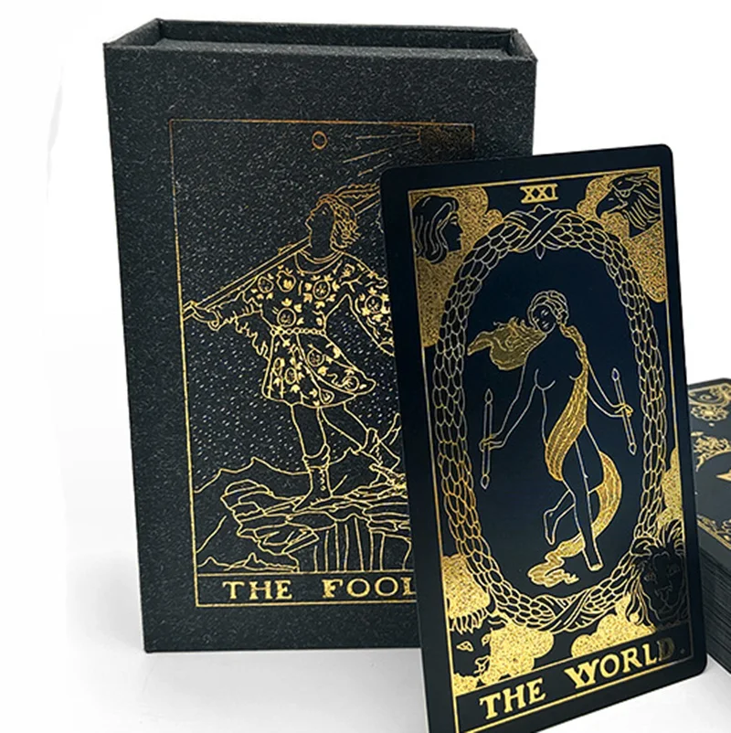 Черная Золотая фольга Tarot брендовый пластиковый водонепроницаемый полный
