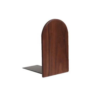 

Black Walnut Bookends Book Supports Rack Magazines Organizer Stand for Office and School - Round Head