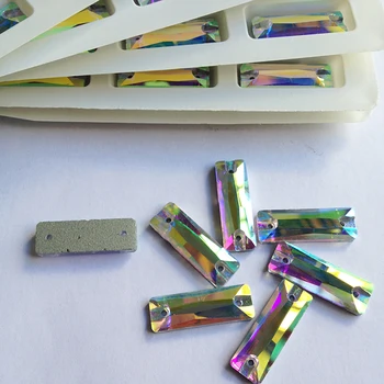 

8x24mm 120pcs Sew On Crystal Rhinestones Flatback Glass Buttons 2 holes Crystal Stones