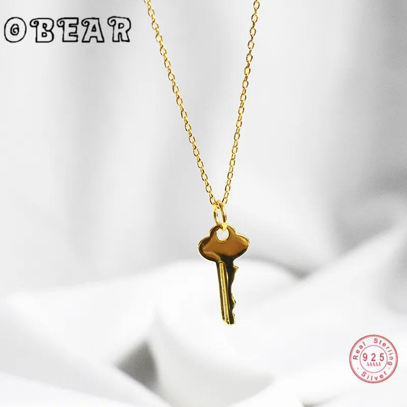 OBEAR 100% Стерлинговое Серебро 925 пробы серебряный кулон ключ ожерелье для женщин