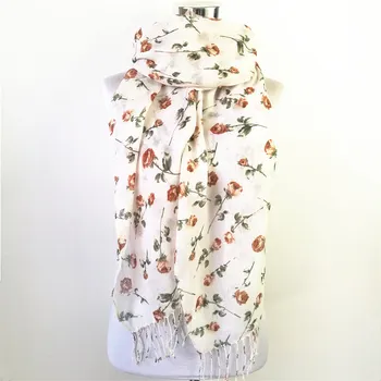 

Warm Women Long Scarves Hip Hop Bandana Hot Color Spring Funny Female Flower Little Rose Winter Shawl Wrap Print Scarves