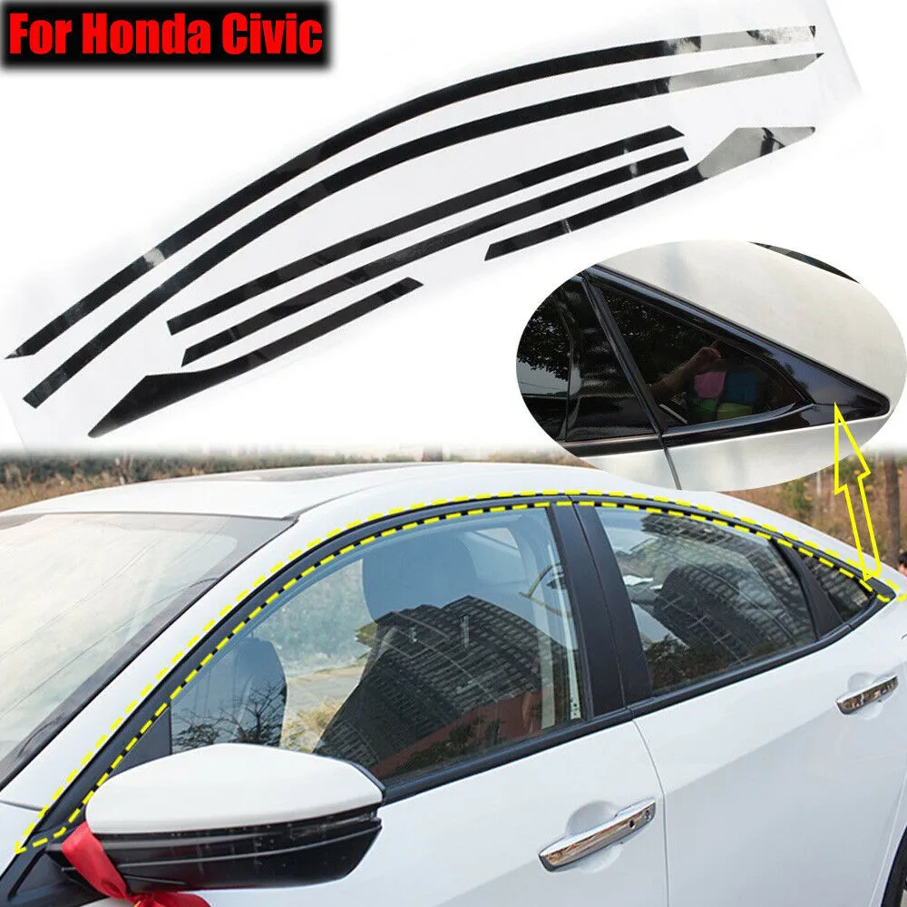 Right Car Sticker Side Window Vinyl 6pcs For Honda Civic 10th Gen 2016-2019 4dr Sedan AutoExterior Accessories Car Decoration