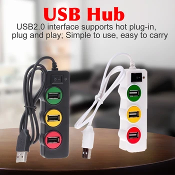 

Computer Accessory High Speed Heat Resistant Universal Traffic Light 4 Ports Stable USB Hub Home Office With Switch Splitter