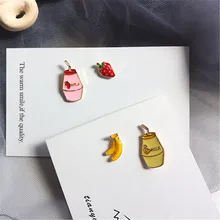 Женские мини серьги-гвоздики асимметричное банановое молоко милые серьги-гвоздики романтическое клубничное молоко серьги для женщин украшения для банкетов