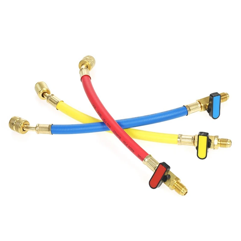 

3Pcs R134A R410A R22 R12 800 Psi Manifold Gauge Set A/C Refrigeration Charging Hose High Pressure Hvac Refrigerant Charging Ho