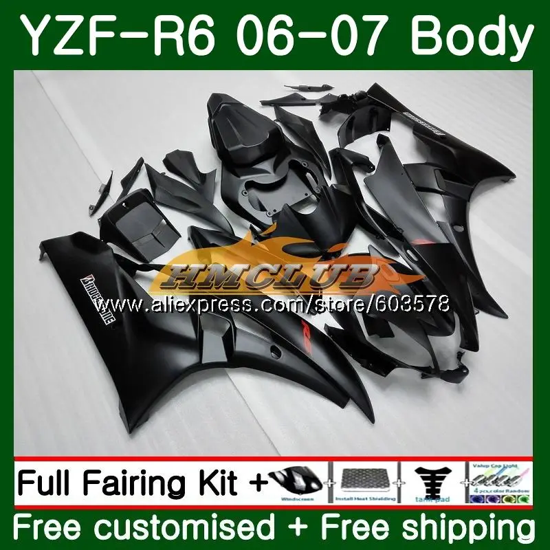 Средства ухода за кожей для YAMAHA YZF R 6 YZF-600 YZF-R6 2006 2007 комплект матовый черный 56CL. 19 YZF R6 600CC YZF 600 06 07 YZF600 YZFR6 06 07 обтекатель