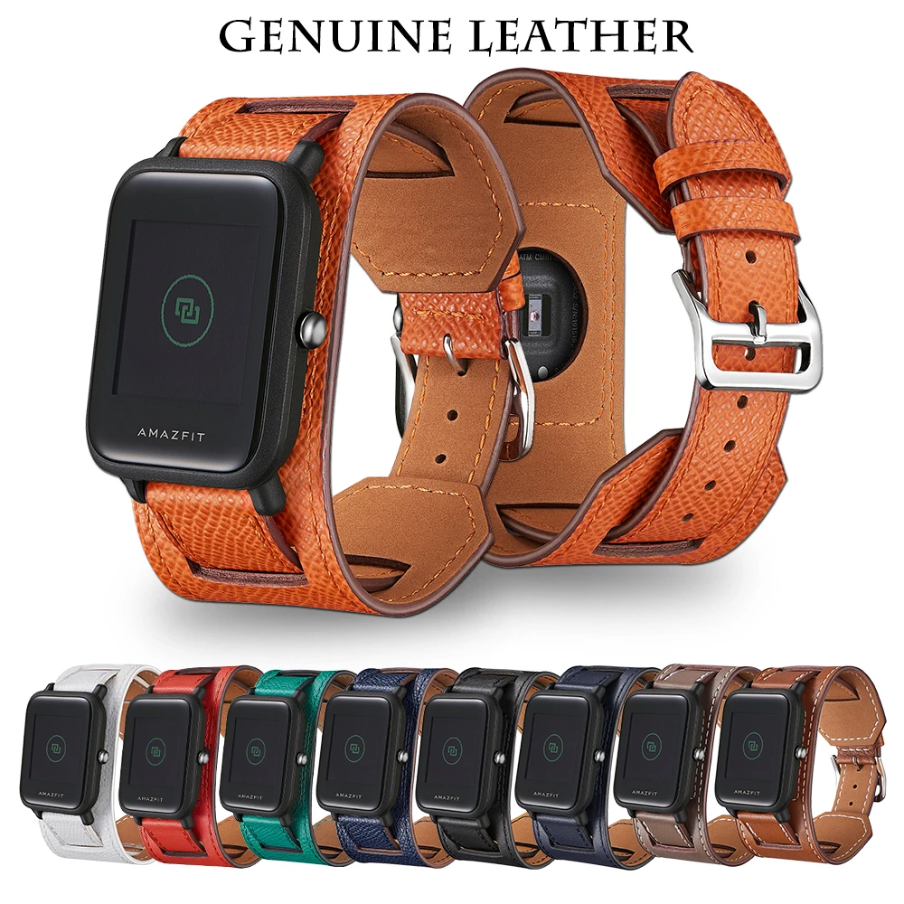 20 мм ремешок из натуральной кожи ремешок для часов Amazfit Bip Lite/GTS/GTR 42 мм Модные Смарт-спортивные часы сменный аксессуар