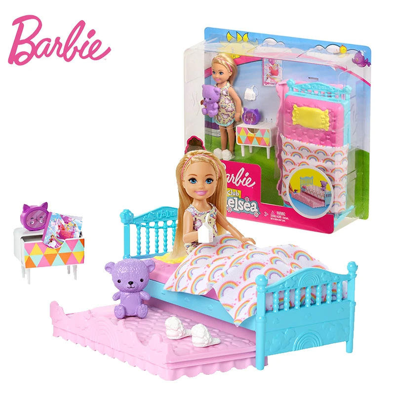 Barbie Poupee Chelsea Originale Bonne Nuit Bebe Au Lit Joli Reve Arc En Ciel Jouets Pour Filles Poupees D Anniversaire Pour Enfants Aliexpress