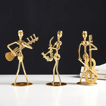 

Retro And Nostalgic Metal People Model Home Decoration Old Furniture Iron Musician Miniature Figurines Desk Office Accessories