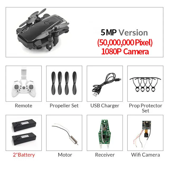 Складной мини-Дрон с Радиоуправляемый квадрокоптер с камерой HD четырехъядерный с высокой фиксацией RC вертолет с безголовым режимом детские игрушки - Цвет: Black500WCamera2B