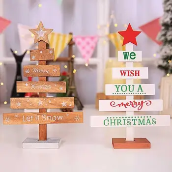 

Wooden Mini Christmas Tree Desktop Decoration Merry Christmas Party Decoration Home Handmade Desktop Small Decoration