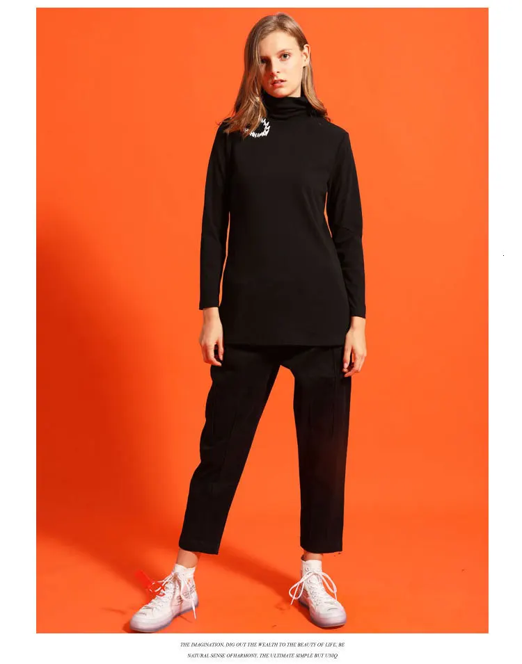 Max LuLu в Корейском стиле модная зимняя одежда женские; с открытыми плечами Топы Для женщин водолазка рубашки Повседневное уличная одежда с длинным рукавом Футболка