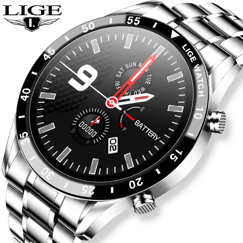 

LIGE Luxury Steel Band Bluetooth Call Smart Watch Men For Android ios Mobile Phone Waterproof Sports Fitness Tracker Phone Watch