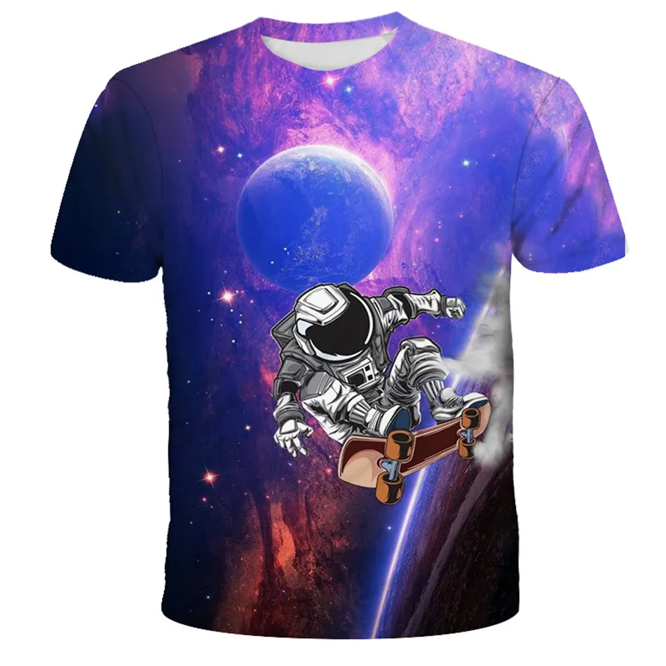 Cosmos Planet Space Galaxy Astronaut 3D Print T-Shirt For Boys