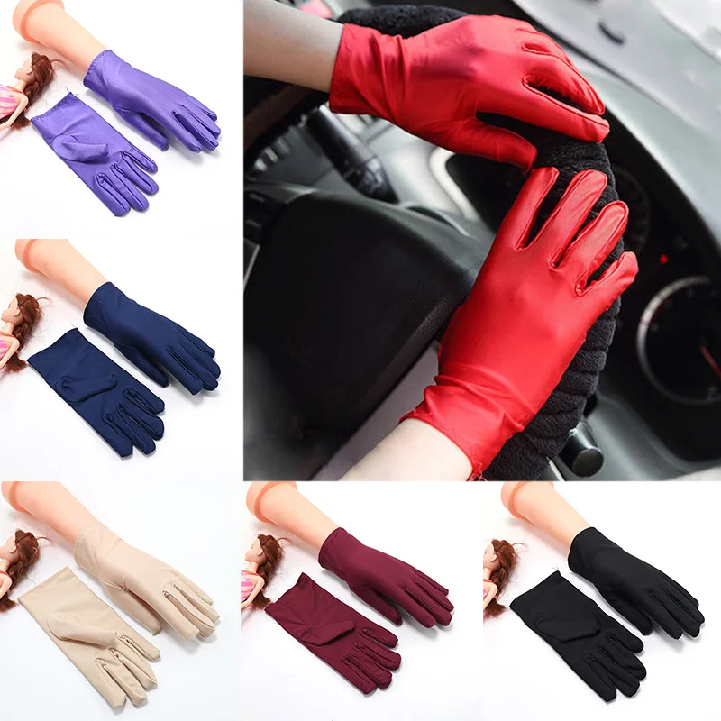 

Women Driving Black White Dance Jewelry Gloves Sunscreen Spring Summer Autumn Winter Stretch Gloves
