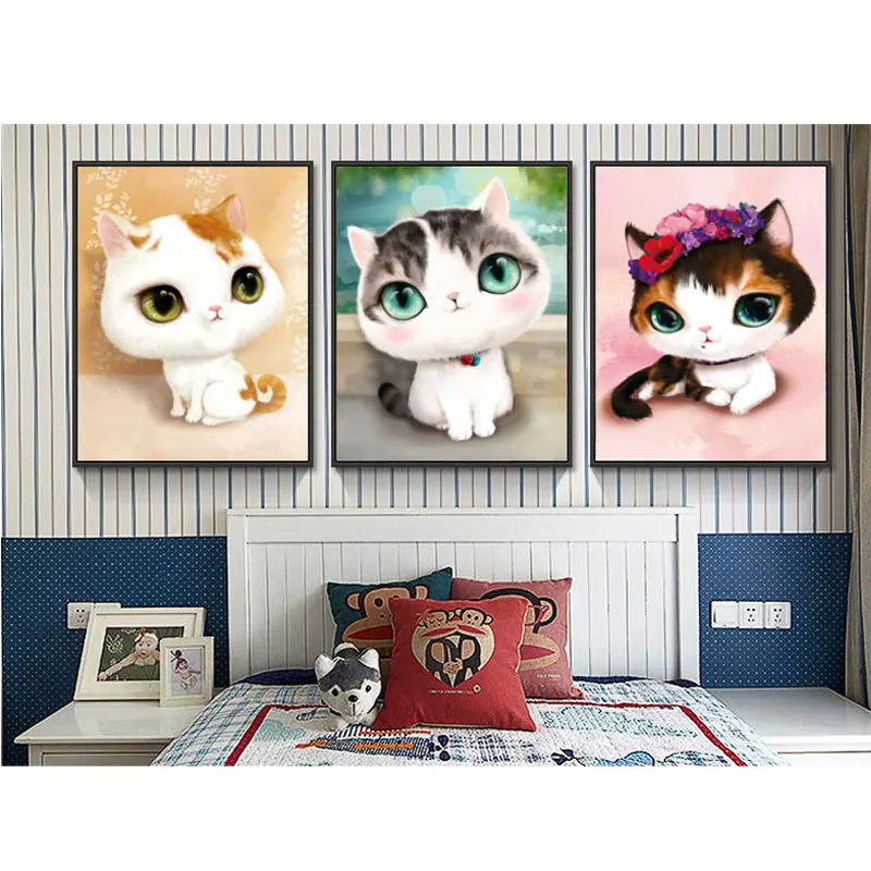 

5D Cat Diamond Painting Cross Stitch Diamond Mosaic Kittens Diamond Embroidery Full Square Animals Rhinestone Picture Home decor