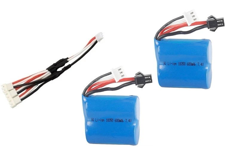 Teranty 7,4 v 600mAh 18350 комплекты зарядного устройства для H100 H102 7,4 v литий-ионная батарея для JJRC S1 S2 S3 S4 S5 высокоскоростная RC лодка - Цвет: SILVER