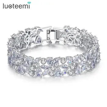 

LUOTEEMI Luxury Trendy Cubic Zirconia Bracelets for Women Bridals Wedding Party Tennis Bracelet Shiny Fashion Jewelry Bijoux