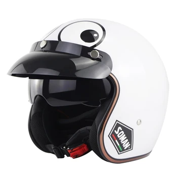 

For Soman SM521 Half Face motor kask Retro casco moto Dual Visors 3/4 Chopper Helmets Motorcycle Helmet Dot Approved