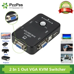 PzzPss – boîtier de commutation KVM USB 2.0, 2 ports VGA, SVGA, clavier, 1920x1440, séparateur Vga, commutateur de partage 
