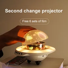 Lampe LED rotative avec projecteur de ciel et de musique en forme d'ovni, avec télécommande Bluetooth, étoiles colorées, cadeau pour enfants et bébés, # T2