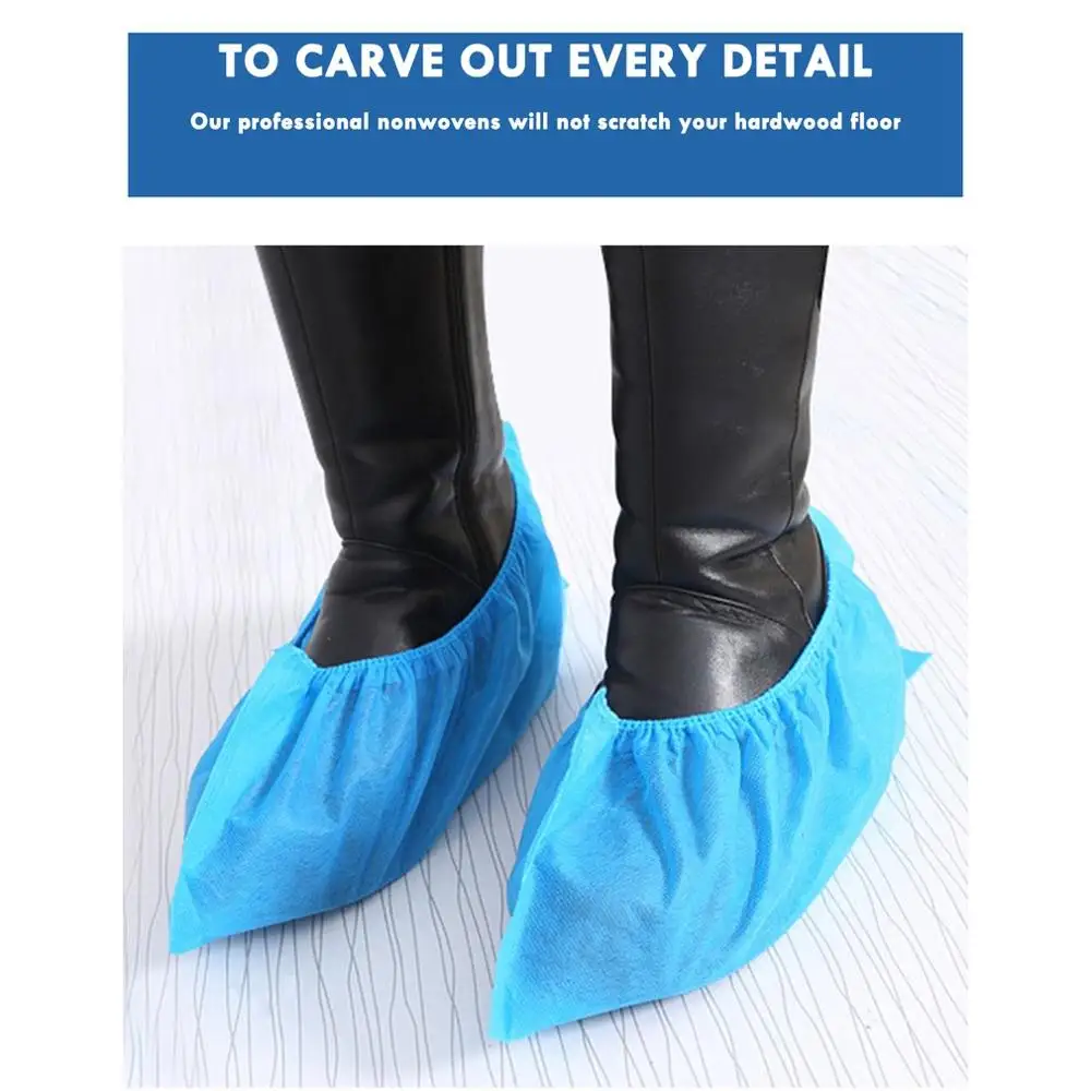 100Pcs Non-woven Shoe Cover Black Thick Non-woven Disposable Non-slip Foot Cover 