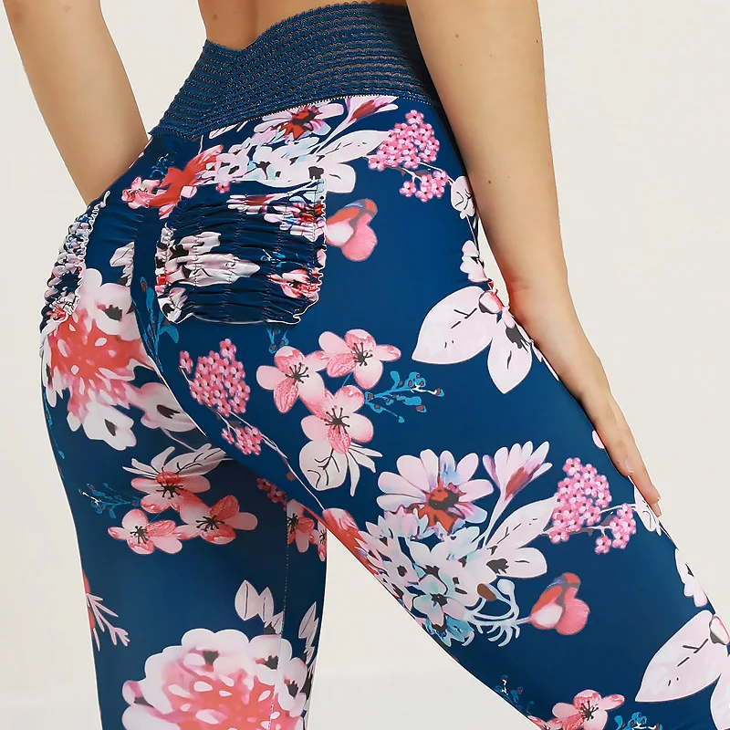

NODELAY Yoga Pants Women 2019 Flower Printed Fitness Leggings Quick Dry Slim Yoga Sport Tights Breathable Workout Sportwear