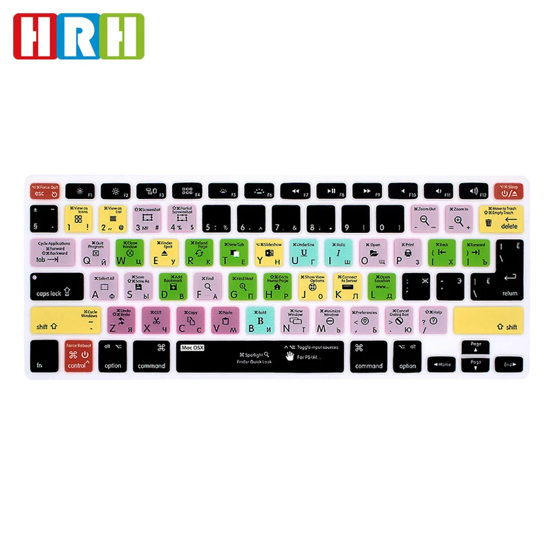 

HRH OSX Russian Functional Silicone Keyboard Cover Skin for Mac Air Pro Retina 13"15"17"EU/US Layout Keyboard Protective Film