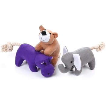 

3 Pcs Cartoon Animal Shape Dog Chew Molar Toy Puppy Stuffed Cotton Doll Chewing Tooth Cleaning Soft Toy Household Pet Supplies