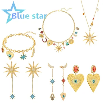 

Swarovskis original 1:1 exquisite goddess of luck multiple lucky charm string bracelets and necklaces and earrings lucky jewelry