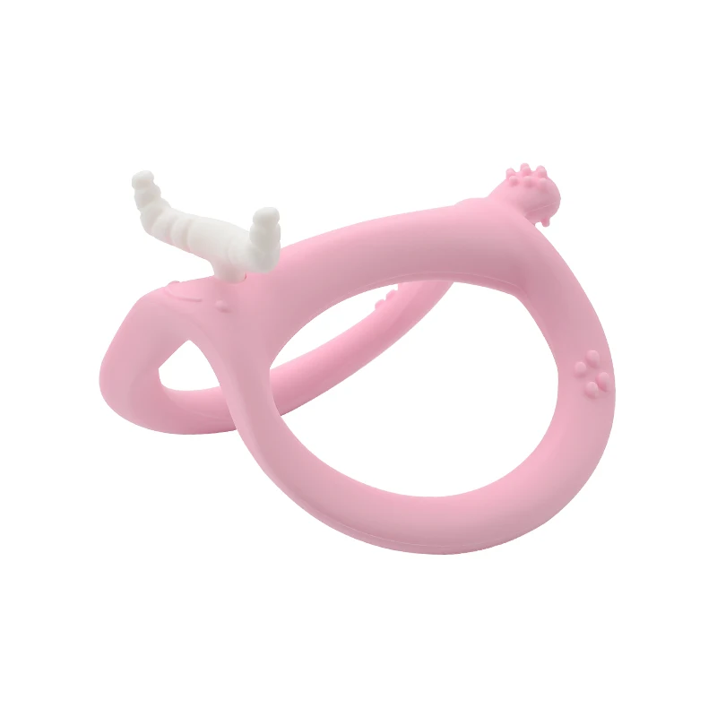 light pink LOFCA Wag Bull Силиконовые Прорезыватели для зубов пищевого качества Прорезыватели для зубов игрушки, не содержащие БИСФЕНОЛ детский душ подарки мультфильм Животные Прорезыватель DIY - Цвет: light pink