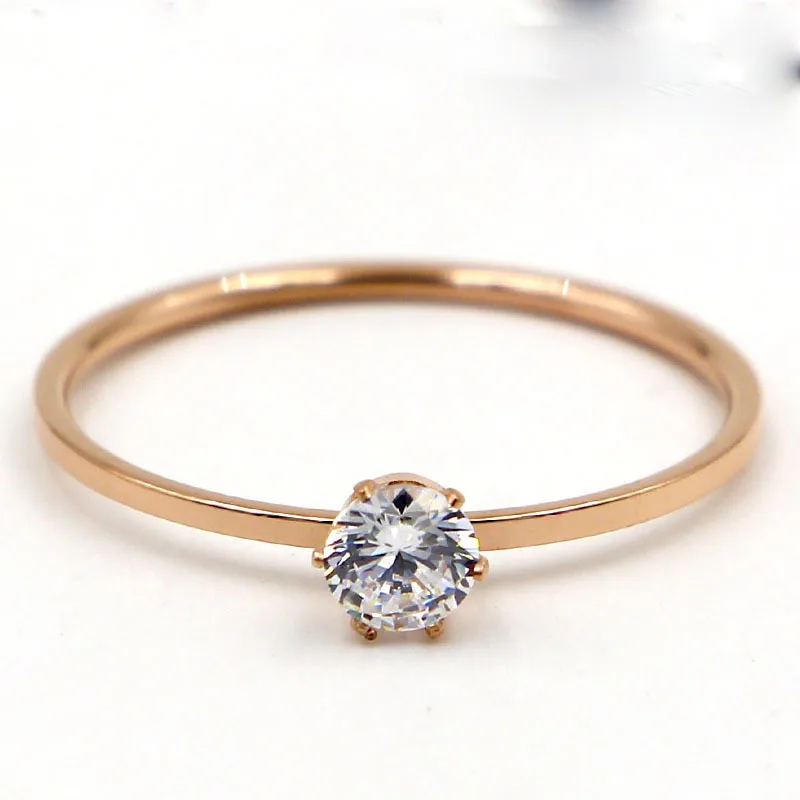 Wedding Rings Womens Ring Couple Rings Cubic Zircon Ring Finger Rings Jewelry Rings Ring Jewelry Love Jewelry Titanuim Steel Rose Gold Color Ring CZ Crystal Ring Women Couple Finger Rings Wedding Size 3-10 KK005-6