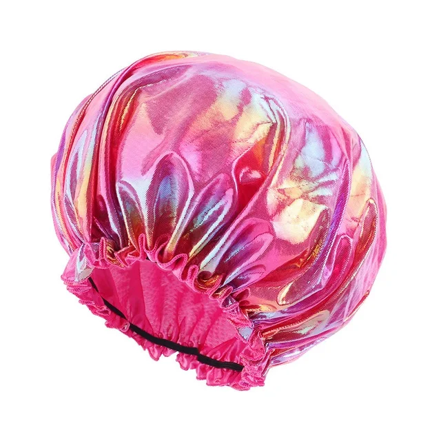 Colorful Headscarf Head Cover Silky Bonnet Beauty Salon Cap Satin Sleep Night Cap Head Cover Bonnet Hat for Curly Springy Hair Rose Red