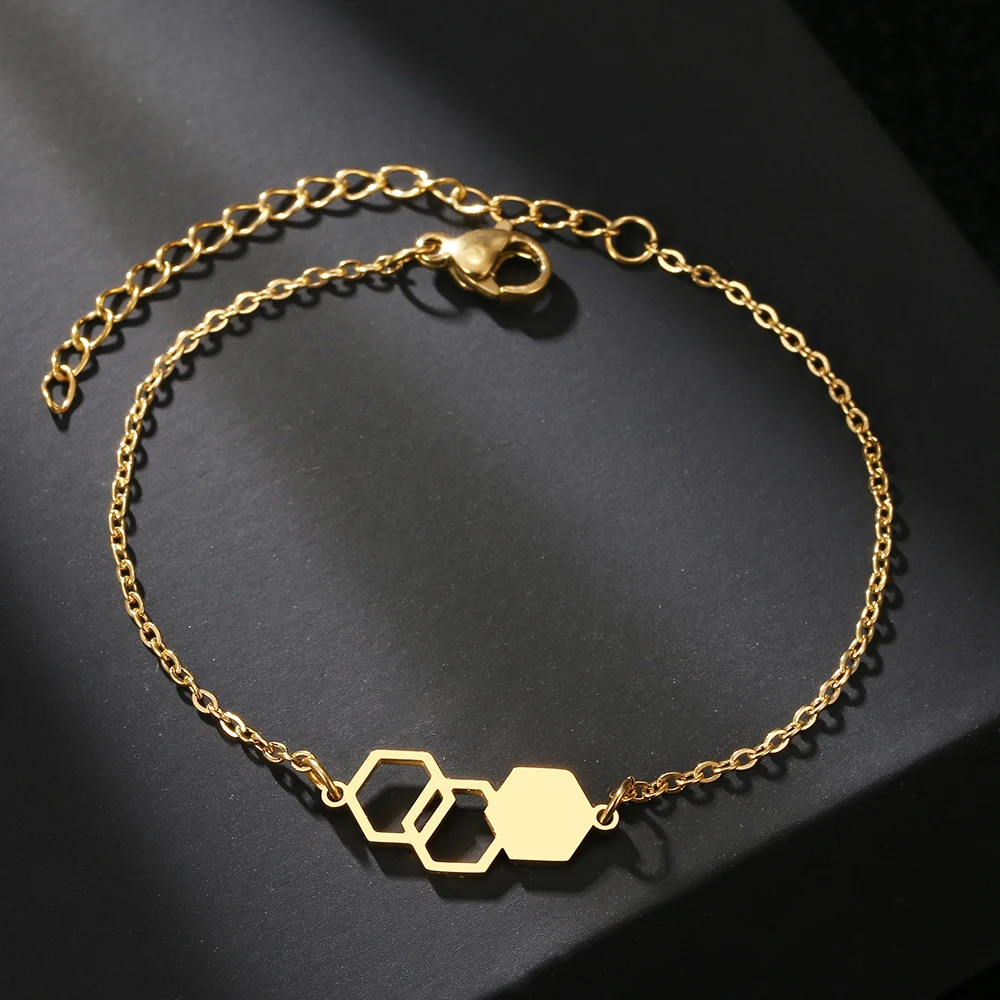 Stainless Steel Bracelets Minimalist Chemical Molecules Fashion Chain Fine Charm Bracelet