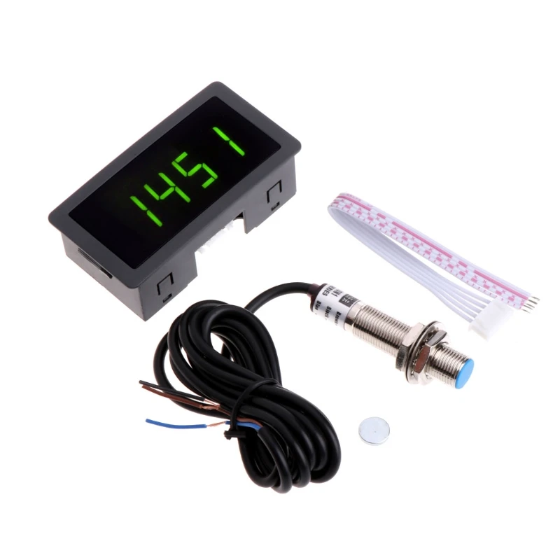 

DC 8-24V 4 Digital LED Tachometer RPM Speed Meter with Hall Proximity Switch Sensor NPN 10-9999RPM
