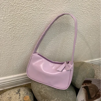 

Small Totes Bag 2020 New Summer Women Retro Soft Pu Leather Baguette Bag Simple Casual Subaxillary Bag Fashion Mini Shoulder Bag