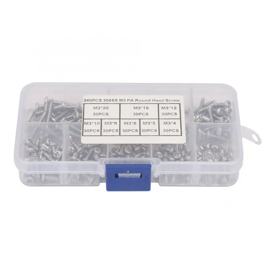 

240 Pcs Stainless Self Tapping Screws M3 Round Head Self-tapping Screws Stainless Steel Screws for Multiple Uses Screw Nut