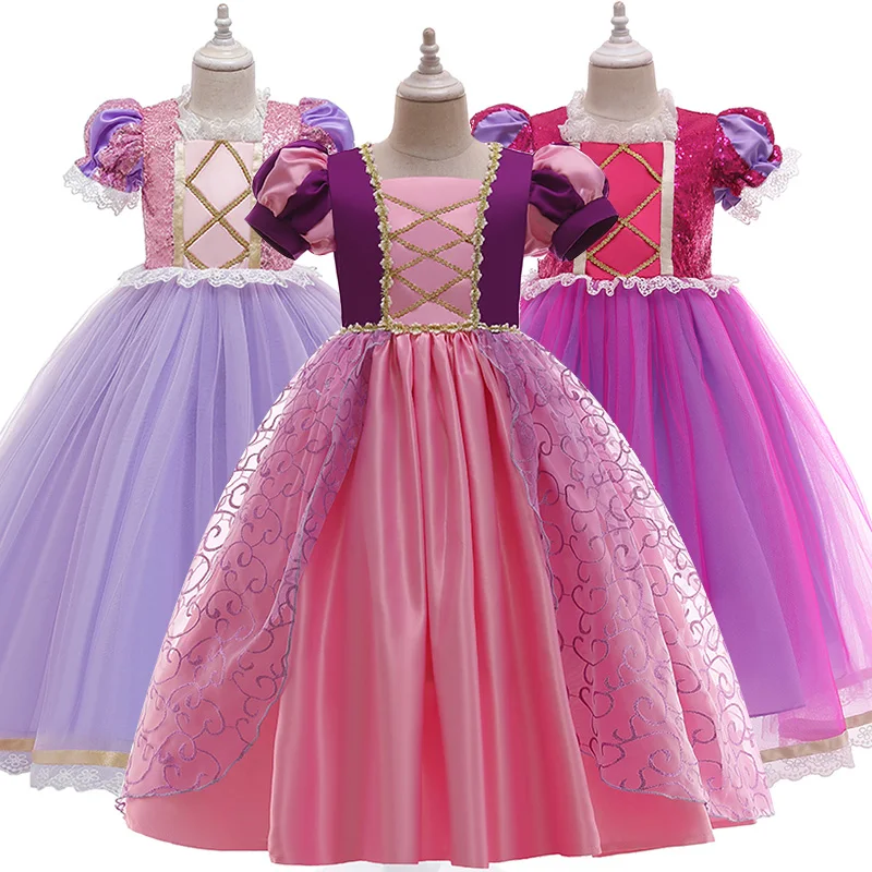 Baby Girl Princess Dress Halloween Party Cosplay Costume Children Sequins Christmas Pink Sophia Rapunzel | Детская одежда и обувь