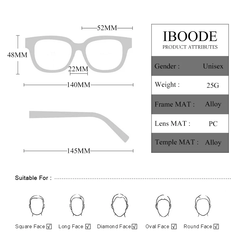 IBOODE кошачьи уши близорукость очки для женщин и мужчин круглые готовые близорукие очки женские мужские металлические очки для близоруких очков