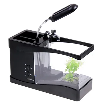 

DADYPET 1.5L Fish Tank Mini USB LCD Desktop Lamp Light Fish Tank Aquarium LED Clock Plastic and Metal Aquarium Fish Product