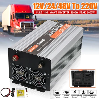 

Inverter 12V 220V 5000W Power Pure Sine Wave Solar Power Inverter Pure Sine Wave LED Display 12/24/48/V DC To 220V AC Converter