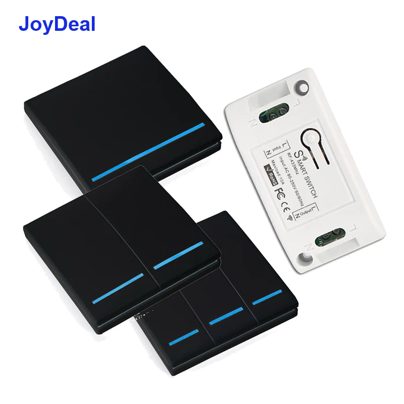Switches Wall-Panel Remote-Control-Switch Push-Button Led-Night-Light 433-Mhz Wireless