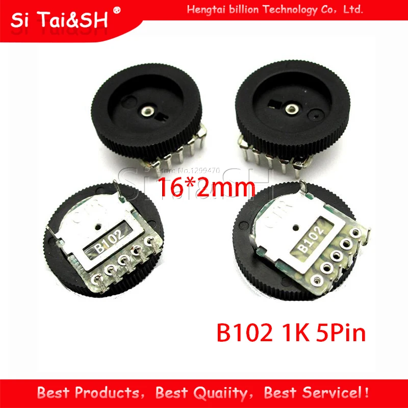 10pcs Double Gear tuning potentiometer B102 1K 5Pin 16*2mm Dial