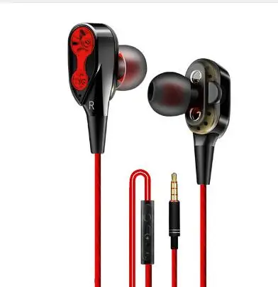 Высокие басы двойной привод стерео наушники-вкладыши с микрофоном компьютерные проводные наушники 3,5 мм с микрофоном для Meizu Xiaomi sony - Цвет: Красный