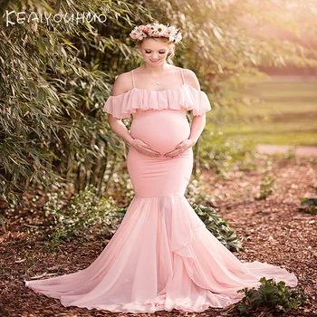 

Breastfeeding Robe Photography Women Fake Pregnancy Maternity Dresses Flying Sleeve Long Dress Lace Dress Casual Nursing Clothes