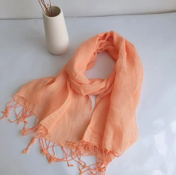 100% Linen New Spring and Autumn Unisex Scarf Echarpe Muslim Hijab Foulard Shawls Tie Dye Scarves Women/Men Sjaal Scarfs 5