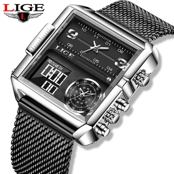 Digital Watches Mens Top Luxury Brand Waterproof Square Wrist Watch