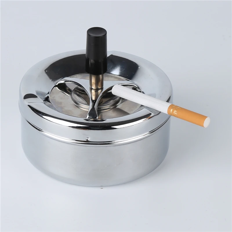 

Ashtray with Turning Function Rotary Wind Ashtray Storm Indoor Outdoor Cigarette Ash Holder Metal Spinning Round Push Down