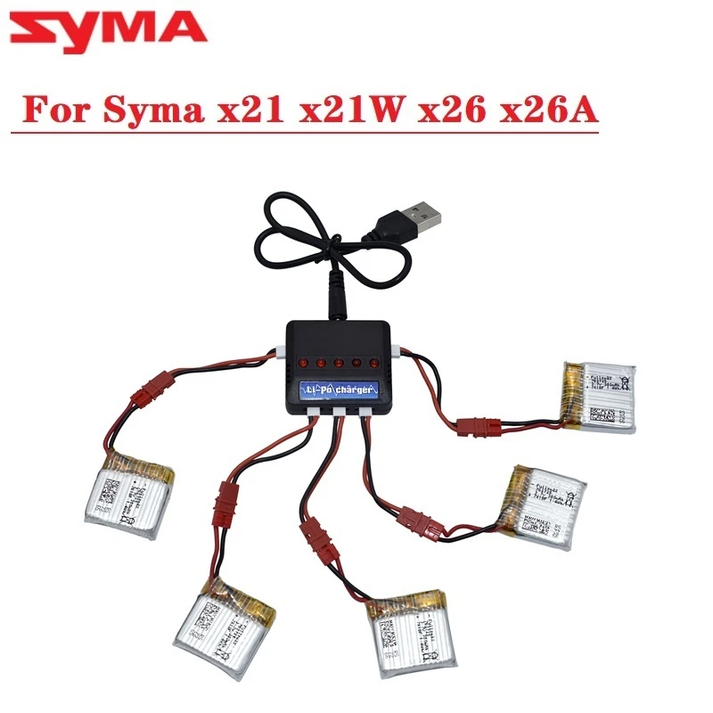 Обновленный аккумулятор lipo 3 7 в 380 мАч + зарядное устройство для SYMA X21 X21W x26 X26A