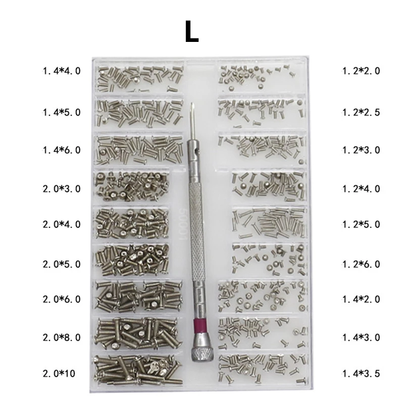 500 шт., 18 типов мини-винтов, набор для самостоятельной сборки, для ноутбука, компьютера, набор крепежных винтов с отверткой 1,6 мм